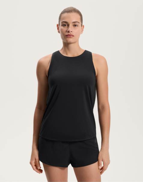 Oysho – Svart, ärmlös t-shirt med mikroperforering - view 1