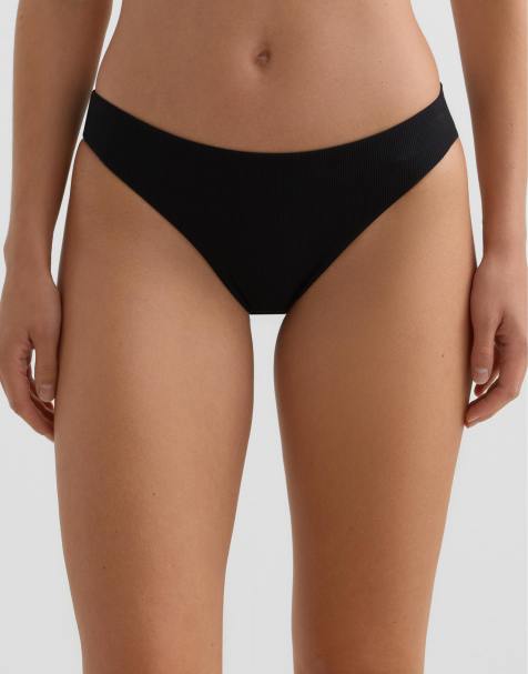 OYSHO – Svart, klassisk bikiniunderdel i piké - view 1