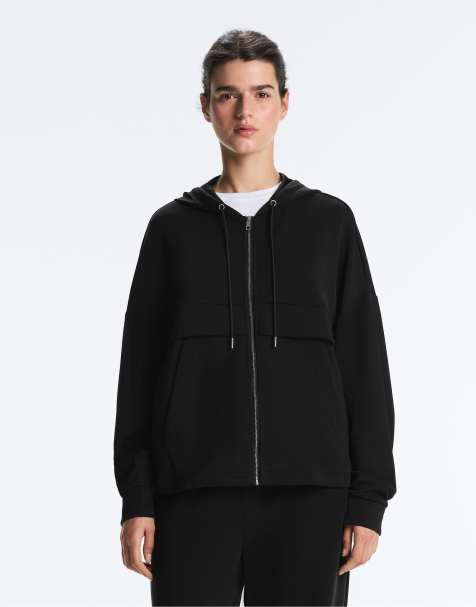 OYSHO – Svart, mjuk sweatshirt i modal med dragkedja - view 1