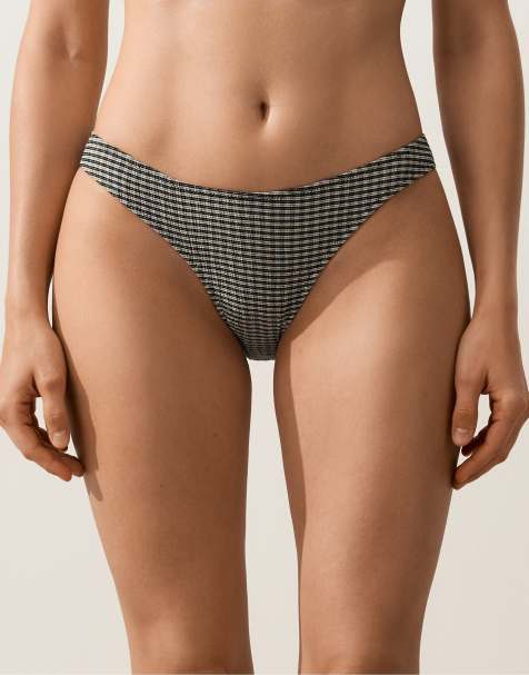 OYSHO – Svart, smårutig och klassisk bikiniunderdel - view 1