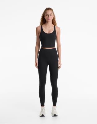 Oysho – Svarta, ankellånga leggings i polyamid med bomullskänsla, 65cm