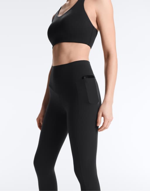 OYSHO – Svarta ankellånga leggings med kompression, ficka och hög midja, 65cm, 2 av 4