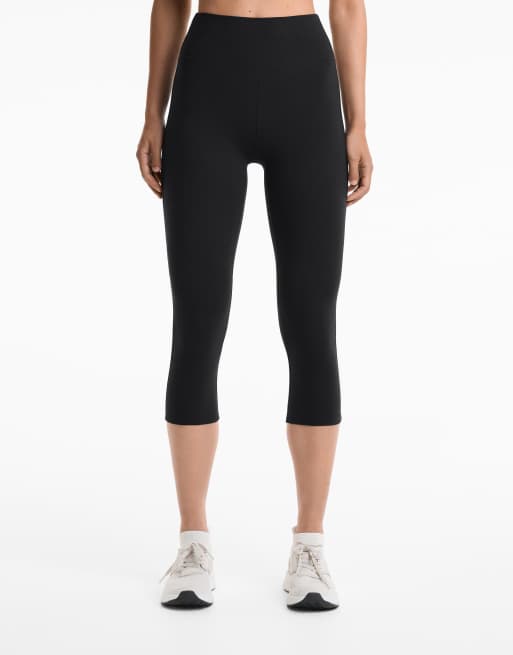 Oysho – Svarta caprileggings i polyamid med bomullskänsla, 50cm