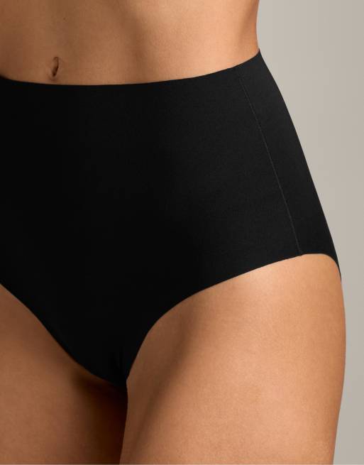 OYSHO – Svarta, klassiska trosor i polyamidmix med osynlig design och medelhög midja, 2-pack, 4 av 4