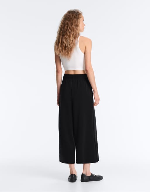 Oysho – Svarta, mjuka, vida byxor i modal med kort design, 4 av 4