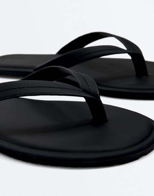 OYSHO – Svarta, platta sandaler med dekorativ söm, 4 av 4