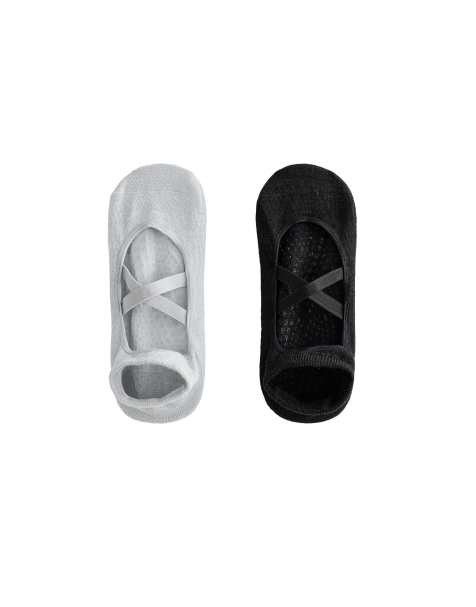 Oysho – Svarta strumpor för yoga och pilates med korsade remmar i bomullsmix, 2-pack - view 1