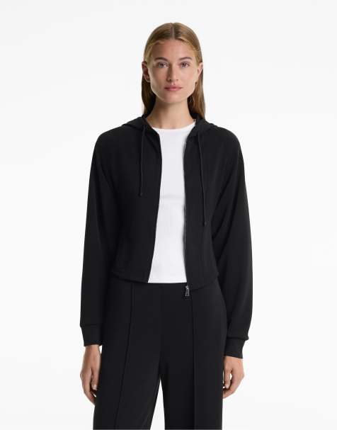 Oysho - Sweat à capuche court et ajusté en modal mélangé doux au toucher - Noir - view 1