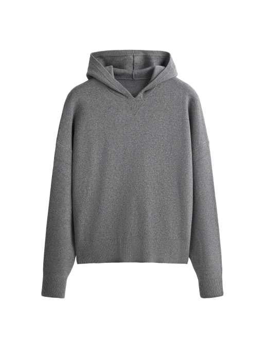 OYSHO sweat à capuche en maille en mélange de coton gris, 6 de 6
