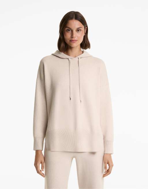 OYSHO - Sweat à capuche long en maille - Gris