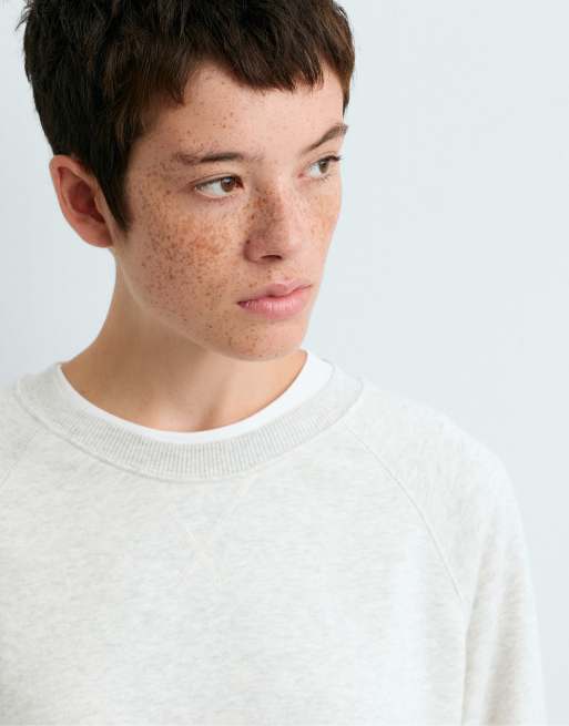 Oysho - Sweat duveteux à col rond - Gris pâle chiné, 3 de 7