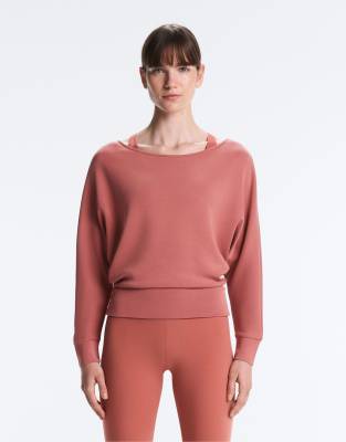 Sweat en modal doux avec encolure bateau - Corail-Orange XS