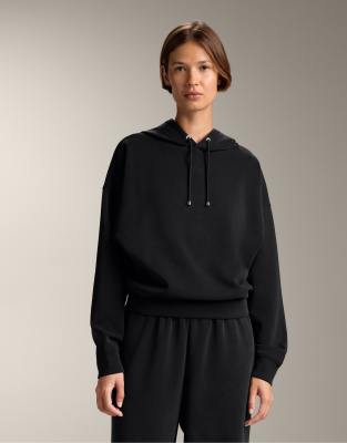 OYSHO - Sweat-shirt à capuche coupe carrée en modal brossé - Noir
