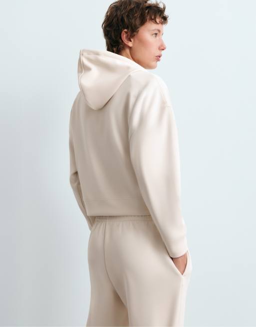 OYSHO sweat-shirt coupe carrée en modal gratté, écru pâle, 4 de 5