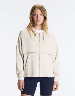 Sweat zippé en modal doux - Vison clair-Neutral S