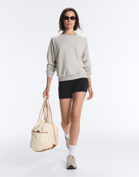 OYSHO Sweatshirt aus Baumwollmix-Fleece mit Rundhalsausschnitt in meliertem Mittelgrau - view 1