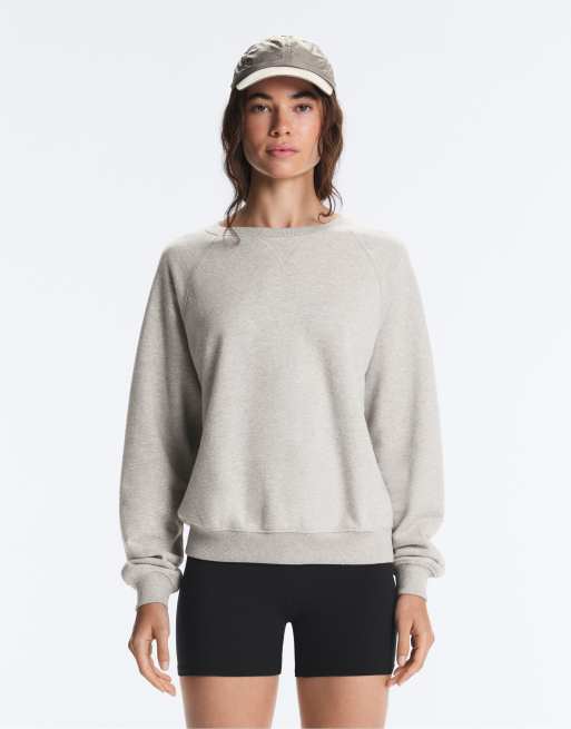OYSHO Sweatshirt aus Baumwollmix-Fleece mit Rundhalsausschnitt in meliertem Mittelgrau, 2 von 7