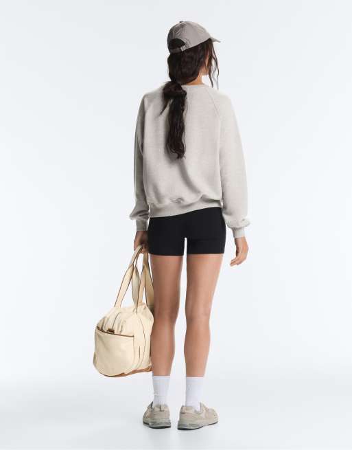 OYSHO Sweatshirt aus Baumwollmix-Fleece mit Rundhalsausschnitt in meliertem Mittelgrau, 5 von 7