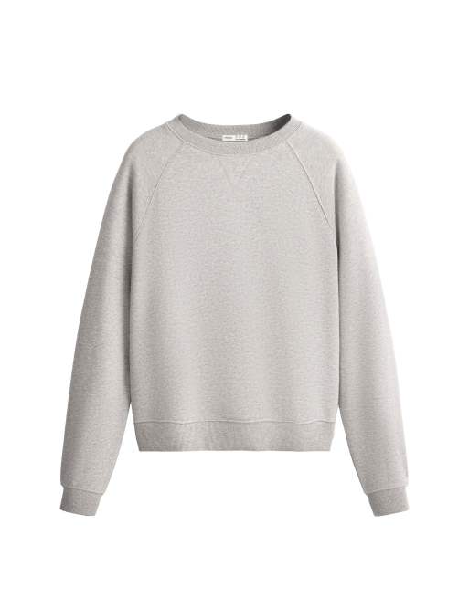 OYSHO Sweatshirt aus Baumwollmix-Fleece mit Rundhalsausschnitt in meliertem Mittelgrau, 7 von 7