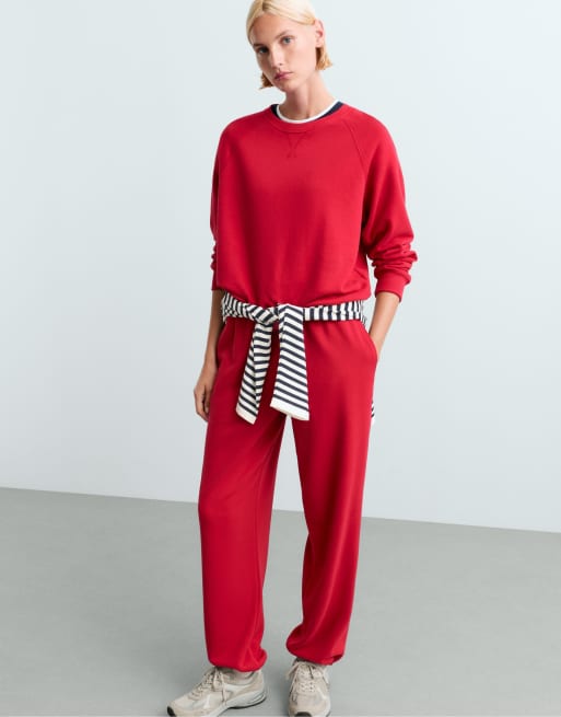 OYSHO Sweatshirt aus Baumwollmix-Fleece mit Rundhalsausschnitt in Rot, 5 von 7