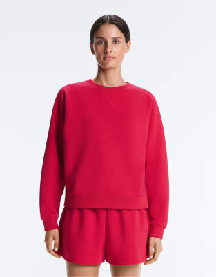 Sweatshirt aus Pikee-Baumwolle in Rot mit Rundhalsausschnitt Rot XS