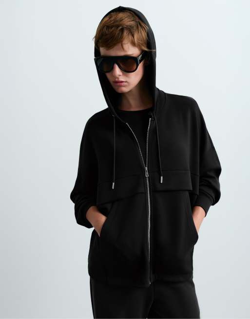OYSHO – Sweatshirt aus weichem Modal in Schwarz mit Reißverschluss, 2 von 5