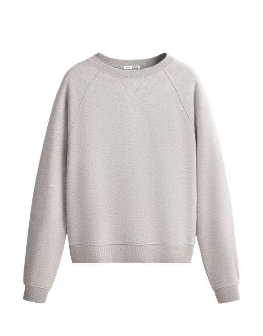 OYSHO sweatshirt i bomullsmix med rund halsringning i mellangrå melange, 6 av 7