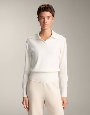 OYSHO - Sweatshirt in Wollweiß mit Polokragen