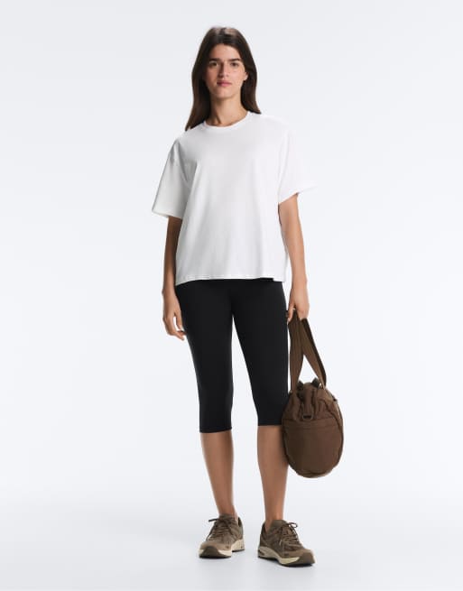 OYSHO - T-shirt à manches courtes coupe carrée en coton mélangé - Blanc cassé, 2 de 6