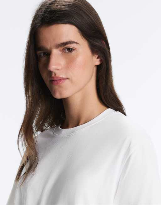 OYSHO - T-shirt à manches courtes coupe carrée en coton mélangé - Blanc cassé, 3 de 6