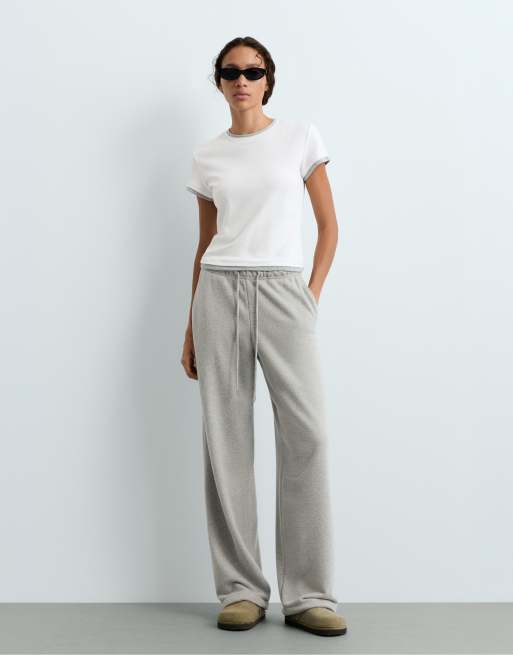 Oysho - T-shirt à manches courtes en coton mélangé effet double côtes - Blanc cassé, 2 de 5