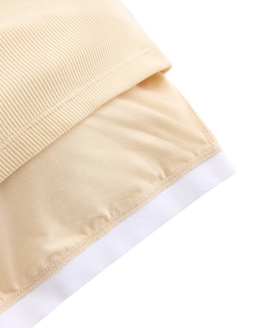 OYSHO t-shirt à manches courtes en mélange modal côtelé contrasté crème, 6 de 6