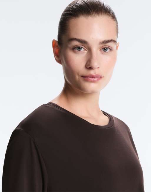 OYSHO - T-shirt à manches courtes en modal mélangé - Marron foncé, 3 de 6