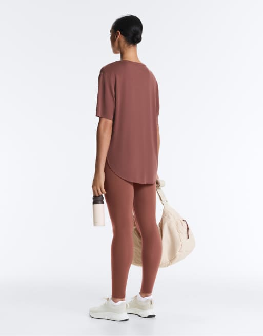 Oysho - T-shirt à manches courtes en modal mélangé - Mauve, 4 de 4