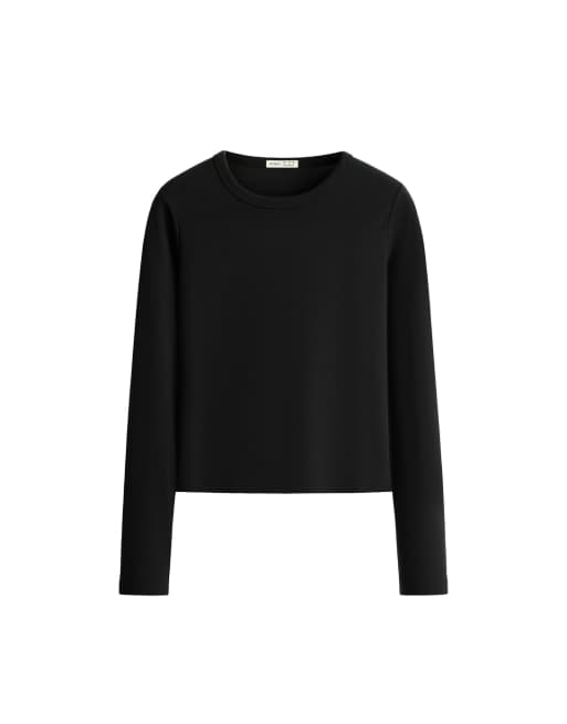 OYSHO t-shirt à manches longues côtelé noir, 5 de 5