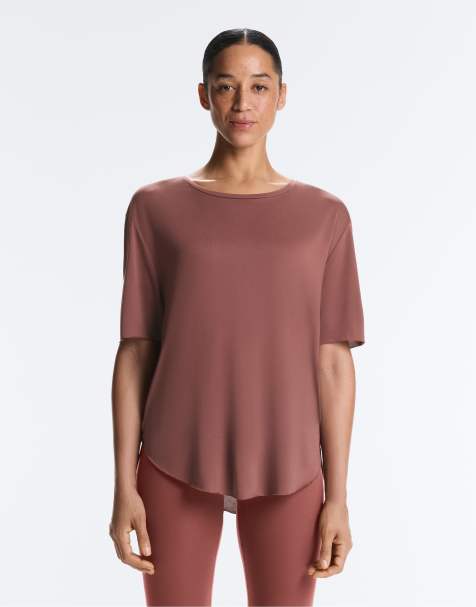 OYSHO - T-shirt a maniche corte color malva in misto modal - view 1