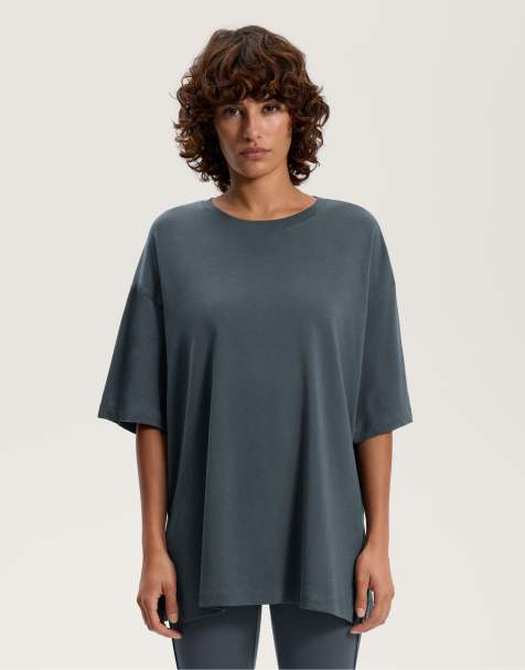 OYSHO - T-shirt a maniche corte in misto cotone grigia - view 1
