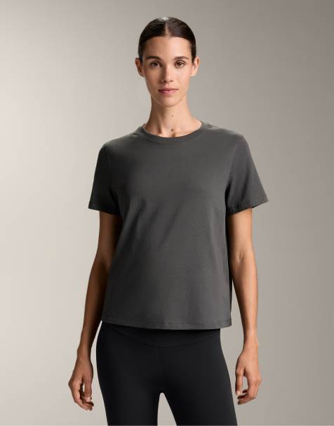 Oysho - T-shirt a maniche corte in misto cotone grigio scuro - view 1
