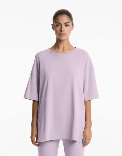 Oysho - T-shirt a maniche corte in misto cotone viola