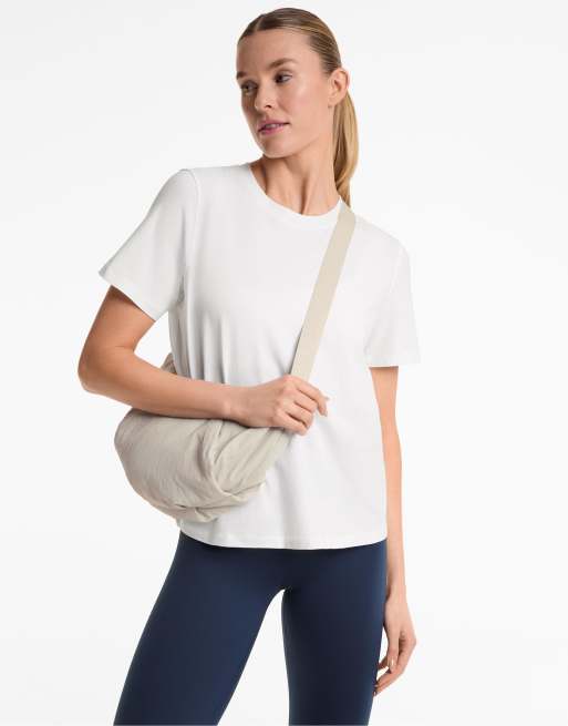 Oysho - T-shirt a maniche corte in misto lino color bianco sporco