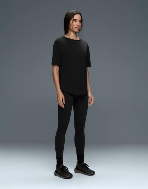 Oysho - T-shirt a maniche corte in misto modal nera, 2 di 6