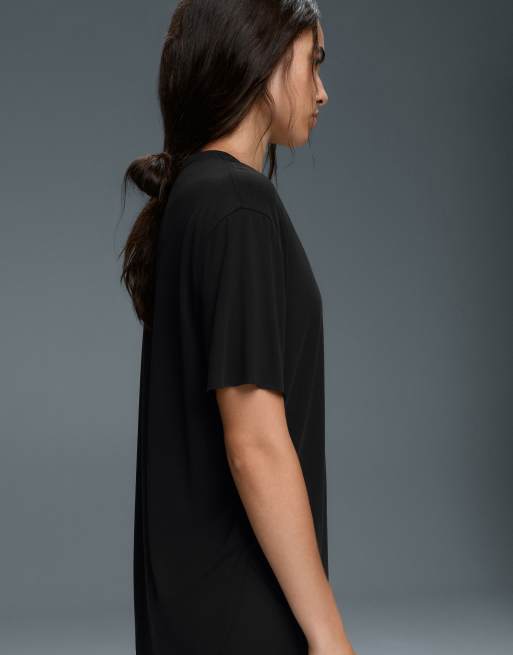 Oysho - T-shirt a maniche corte in misto modal nera, 5 di 6