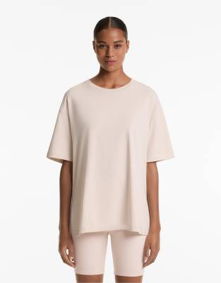 Oysho - T-Shirt aus Baumwollmix in Hellbraun
