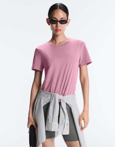 OYSHO – T-Shirt aus Baumwollmix in Rosa mit regulärer Passform - view 1