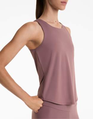 OYSHO - T-Shirt aus Comfortlux in Rosa-Malve mit überkreuztem Design am Rücken-Grün