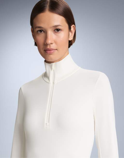 OYSHO - T-shirt base layer bianco sporco con zip corta, 3 di 7