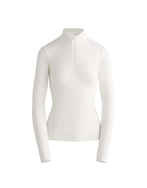 OYSHO - T-shirt base layer bianco sporco con zip corta, 5 di 7