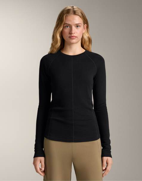 OYSHO - T-shirt base layer in misto lana merino senza cuciture nera - view 1