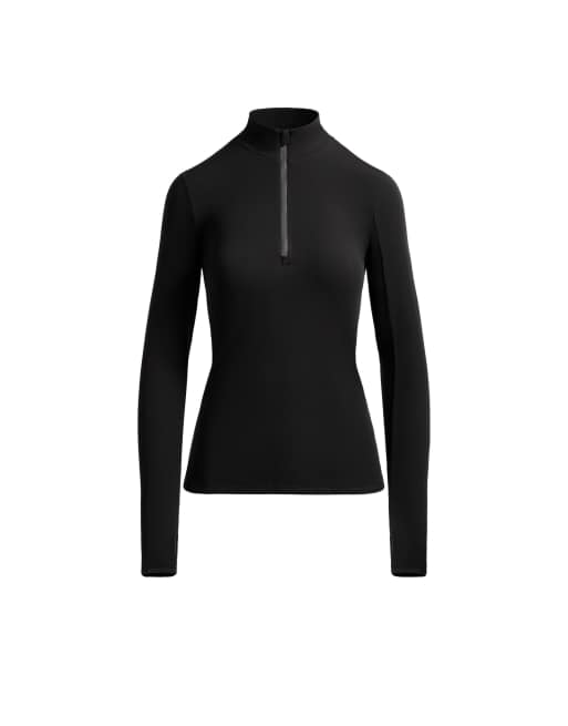 OYSHO - T-shirt base layer nera con zip corta, 5 di 7