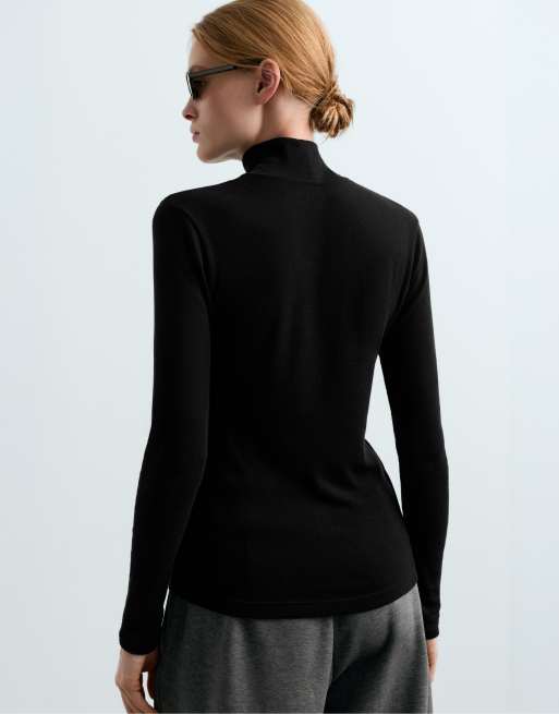 OYSHO T-Shirt-Baselayer mit Rippstruktur in Schwarz, 4 von 5